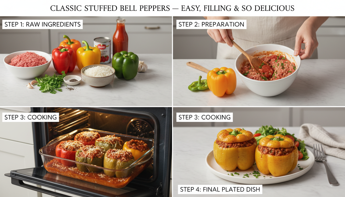 stuffed bell peppers step by step cooking process